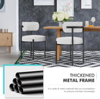 PatioPerk Boucle Dining Chairs Set of 6, White Mid Century Morden Chair with Curved Backrest, Round Upholstered Sherpa with Metal Legs, Suitable for Various Kitchen Styles