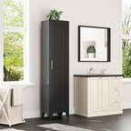 Bevivog Tall Narrow Storage Cabinet, 67" Single Door Metal Storage Locker Cabinet, Freestanding Tall Kitchen Pantry Cabinets for Small Space