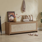 51.2" Storage Chest Extra Large,Storage Bench with 2 Safety Hinges,Wooden Shoe Bench,51.2x15.7x18.3 Inch,Easy Assembly,Storage Bench for Bedroom,Living Room,entryway(Cherry Brown)