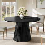 Tribesigns 47" Round Dining Table for 4-6 People, Farmhouse Circle Kitchen Table with Heavy Duty Fluted Pedestal Base for Dining Room, Kitchen, Living Room (Table Only)
