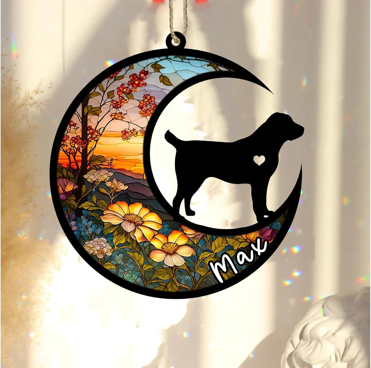 Personalized Dog Memorial, Custom Name Central Asian Shepherd Dog Christmas Ornament with Name, Custom Breeds, Pet Loss Light Catcher, Gifts for Lovers Loss of Pet Sympathy on Mothers Day Christmas