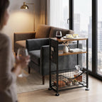 Skinny Side Table with Storage, 3 Tier Slim Side Tables for Small Spaces, Skinny End Table Narrow Bedside Table Narrow Side Table for Living Room, Bedroom