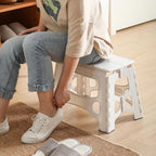 SHIMOYAMA Folding Step Stool, 13IN Step Stool for Adults, Collapsible Camping Stool for Indoor and Outdoor Use, Picnic, White