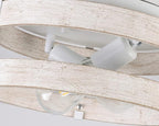 Modern Farmhouse ?Antique White Distressed Flush Mount Light Fixture 2-Light Wood Drum Semi Flush Mount Ceiling Light for Hallway Bedroom Kitchen Entryway Farmhouse