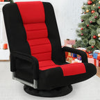 Swivel Floor Gaming Chair w/Armrests,Folding Video Reclining Sofa w/6 Adjustable Position, Padded Backrest & Cushion, Lazy Lounger Couch for E-Sports, Reading, Relaxing, Watching TV, Red
