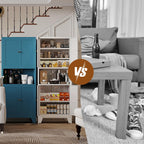 68.9'' Metal Pantry Cabinet, Kitchen Pantry Storage Cabinets with Doors and Microwave Shelf, Tall Freestanding Storage Cabinets with Anti-tip Design, for Dining Room Living Room Bathroom(Blue)