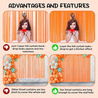2 Pack Orange Foil Fringe Backdrop Curtains, Tinsel Streamers Birthday Party Decorations, Fringe Backdrop for Graduation, Baby Shower, Gender Reveal, Disco Party