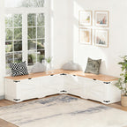 L Shape Kitchen Breakfast Nook Bench, Backless Farmhouse Storage Bench, Corner Dining Bench with Hidden Storage for Dining Room, Kitchen, Entryway