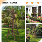 Wooden Windmill, Weather-Proof Wind Spinner, Outdoor Wind Mill for Garden Lawn Patio Decoration (Carbonized, Large)