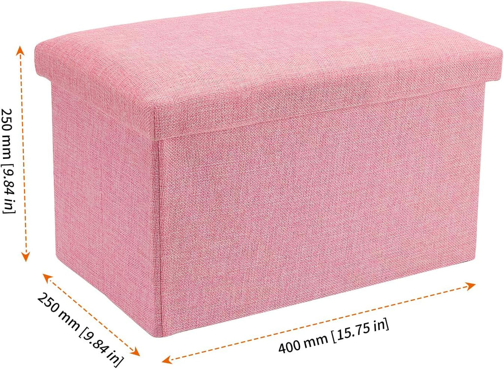 HOZEON 3 Pack 15.7 x 9.8 x 9.10 Inches Folding Storage Ottoman, Pink Rectangle Footrest Seat, Multifunctional Foot Stool for Living Room, Office, Traveling, Fishing, Camping