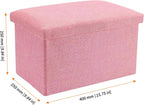 HOZEON 3 Pack 15.7 x 9.8 x 9.10 Inches Folding Storage Ottoman, Pink Rectangle Footrest Seat, Multifunctional Foot Stool for Living Room, Office, Traveling, Fishing, Camping