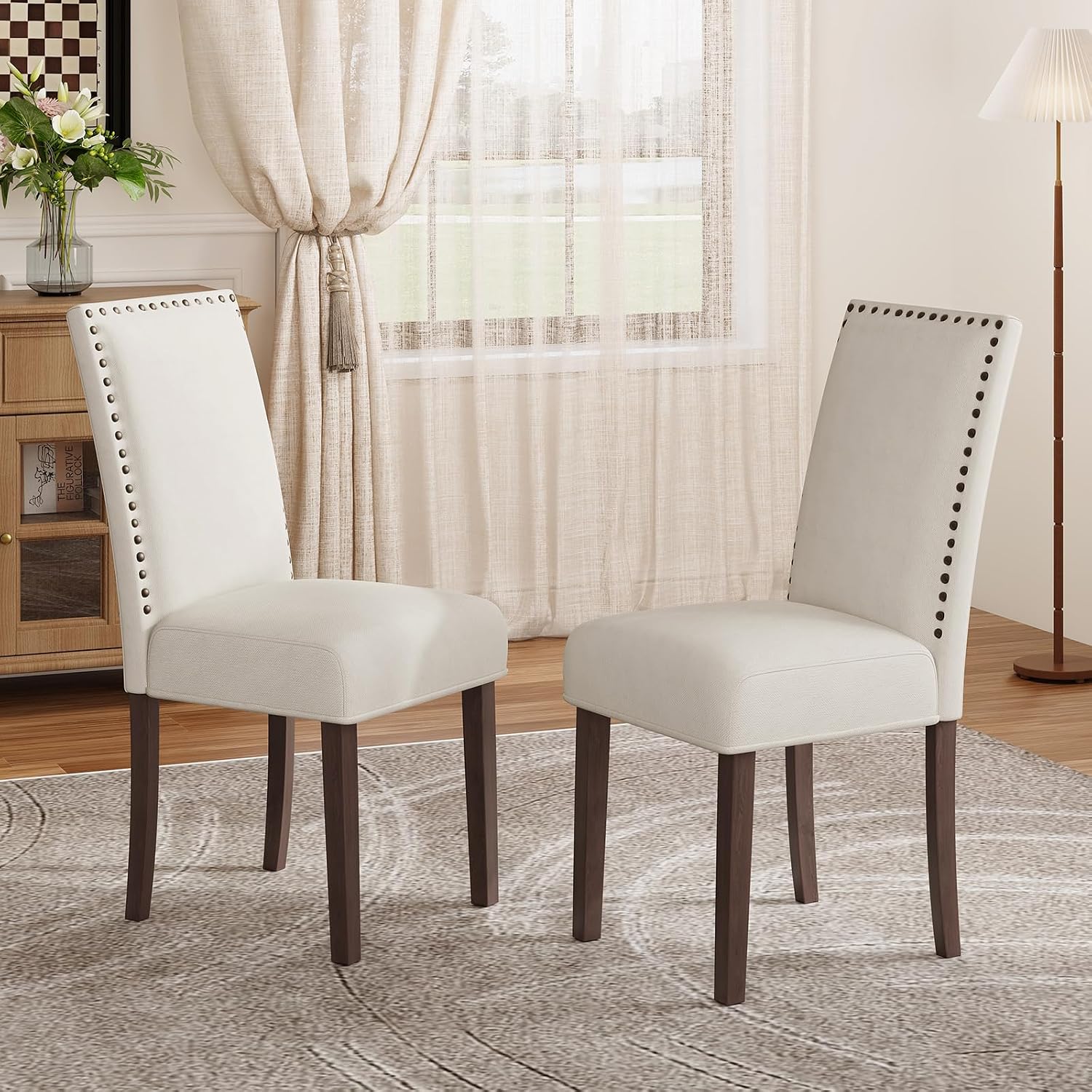 MALOL Velvet Dining Chairs Set of 2, Upholstered Kitchen Chairs with Thick Cushion & Solid Wood Legs, Adjustable Foot Pads, Elegant Chairs for Dining Room/Kitchen/Living Room