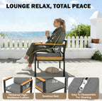 HOMREST Outdoor Couch Aluminum Patio Furniture Sofa, Loveseat and Ottoman, All-Weather Metal Outdoor Patio Furniture with Cushions, (Dark Grey) | Sofa