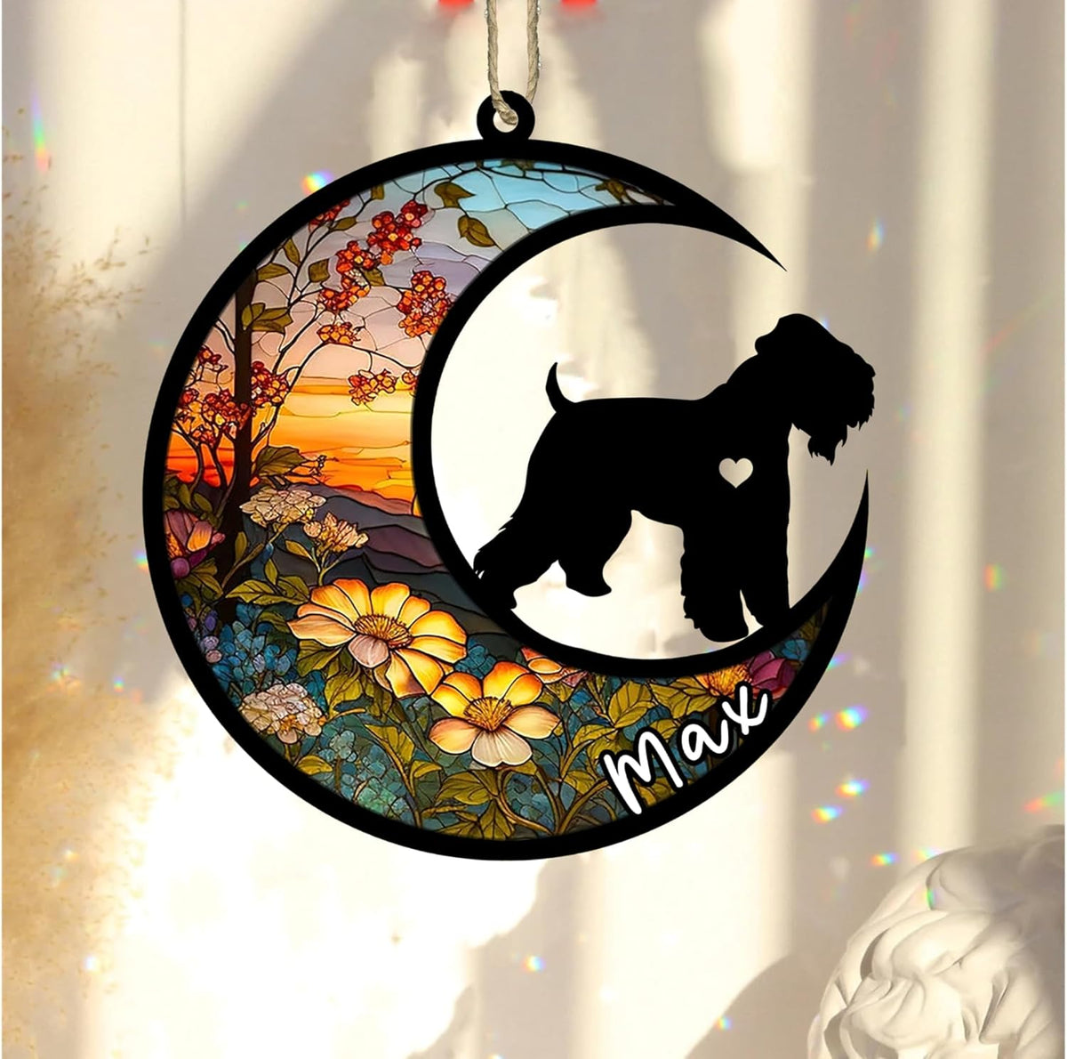 Personalized Dog Memorial, Custom Name Soft-Coated Wheaten Terrier Dog Christmas Ornament, Custom Breeds, Pet Loss Light Catcher, Gifts for Lovers Loss of Pet Sympathy on Mothers Day Christmas