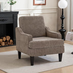 Accent Chair for Living Room,Mid-Century Arm Chair Chenille Fabric Living Room Chairs,Upholstered Reading Chair for Bedroom,Single Sofa Chair with Wood Legs for Apartment (Brown)