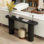55" Fluted Console Table with Solid Wood Legs, Long Farmhouse Entryway Table with Rounded Corners, Morden Sofa Tables Behind Couch for Foyer, Entrance, Living Room, Hallway