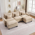 URRED Oversized Modular Sectional Sofa，Solid Khaki：122" U Shaped | Modern Comfy Cloud Couch with Movable Ottoman and Pillow, Deep Seat Couches for Living Room, Bedroom or Apartment