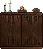 LKTART Narrow Sideboard Buffet Storage Cabinet with Solid Wood Doors,Mid Century Modern Accent Credenza Cabinet,Media Console Table for Kitchen, Living Room, Entryway-Dark Walnut