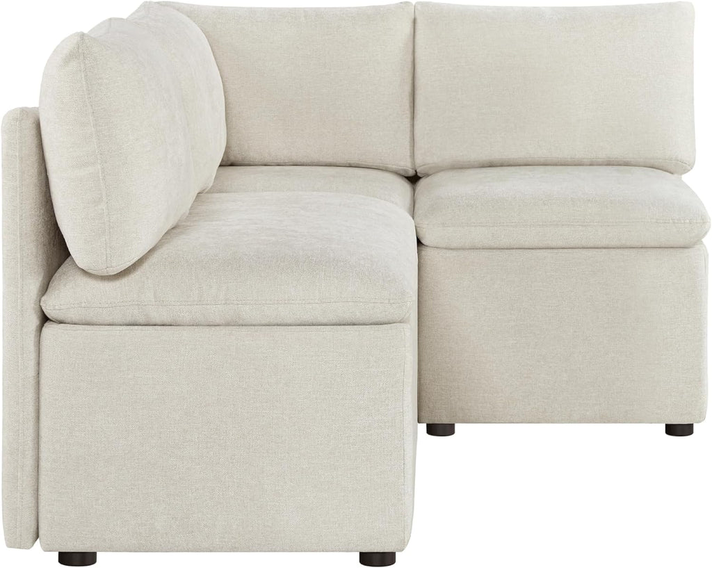 CHITA Breakfast Nook Bench with Storage, Upholstered Dining Bench with Back, Corner Kitchen & Dining Banquette Seating Nook, Dining Settee, L Shaped 4 Seats, Fabric in Linen