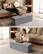 GLAXYFUR 43 Inches Folding Storage Ottoman Bench, Storage Chest | Ottoman Foot Rest, End of Bed Bench, Load 660 lb, Storage Box for Living Room, Bedroom, Entryway