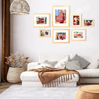KINLINK 8x10 Picture Frame White Oak, Solid Light Wood Frames with Acrylic Plexiglass for Pictures 4x6/5x7 with Mat or 8x10 without Mat, Tabletop and Wall Display, Set of 4