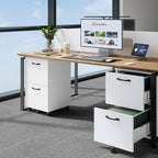 Sweetcrispy 2-Drawer Rolling File Cabinet, Wood Under Desk Storage with Lockable Wheels, Mobile Printer Stand & Home Office Organizer for Documents and Office Supplies, White