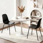 LSSBOUGHT Modern Dining Chairs Set of 4, Mid-Century Plastic Kitchen Chairs with Metal Legs, Comfortable Armless Side Chairs for Dining Room, Kitchen, Living Room & Small Spaces (Black)