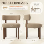Wooden Dining Chairs Set of 6, Upholstered Kitchen Chairs with Solid Wood Legs, Mid Century Dining Room Chair with Ergonomic Curved Backrest for Kitchen Dining Vanity, Camel
