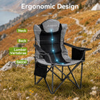 Aohanoi Camping Chairs for Heavy People,Folding Lawn Chairs for Outside Heavy Duty,Outdoor Oversized Chairs for Adult with Cup Holder and Large Cooler Bag,Beach Camp Chairs Supports up to 500lbs