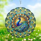Peacock Wind Spinner, 3D Hanging Stainless Steel Garden Spinner, Wind Spinner Hanging for Outdoor & Indoor Décor, Unique Gifts for Yard Garden Decoration or Patio Décor (Peacock)