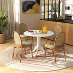 Giantex Round Dining Table, 39" D X 29" H, Rubber Wood Pedestal Table W/Round Tabletop & Curved Trestle Legs, 4-Person Dinner Table for Kitchen, Dining Room, Restaurant (White)