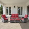 Patio Furniture Set with Swivel Chairs, 5 Pieces Outdoor Wicker Furniture Set with Patio Swivel Rocker Chairs for Patio, Yard, Deck, Porch, Poolside