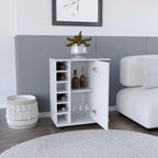 Kitchen Island Wynne with Storage and Cabinet, White/Macadamia Finish | Includes push-to-open cabinet door and open shelves for organized storage