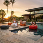 Gouchee Home Chamonix Outdoor/Indoor Ottoman Pouf Multi-Function Lounger Stool Footrest with Filling Peacock