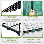 Outvita Walk-in Greenhouse, Outdoor Durable PE Plant Green House for Frost Protection with 3 Tiers 8 Shelves, Shelf Clips, Roll-up Zipper Door, 56"x56"x77" Green