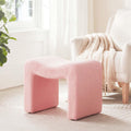Vanity Stool Foot Rest Small Footstool Ottoman Chair Seating Backless Modern Teddy Velvet Ottoman for Makeup Room Living Room Bedroom Entryway,(Single 1) Pink