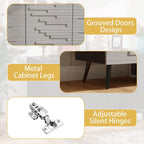 Modern Credenza Storage Cabinet: 63" Grey and Black Sideboard Buffet