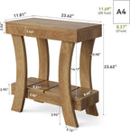 LITTLE TREE Narrow Side Table with Storage Shelf, 2-Tier Rectangular End Table with Wood Legs, Small Night Stand for Bedroom, Living Room, Small Spaces, 11.81" D x 23.62" W x 23.62" H