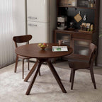 YESWOOD 43.3’’ Round Dining Table for 4, Solid Wood Oak Kitchen Table with Intersecting Pedestal Base, Farmhouse Wooden Kitchen Table, Circle Dinner Table for Dining Room, Living Room, Office, Walnut