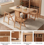 AnywaysWood Folding Dining Table with 4 Foldable Chairs Set, Space Saving Extendable Solid Wood Drop Leaf Table for Kitchen Dining Living Room Small Spaces Easy Assembly (55.12"×31.5"×30")