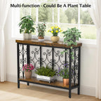XCSOURCE Console Table, 42.5" Entryway Table with Storage Shelf, Narrow Sofa Table Behind Couch, 2-Tier Hallway Accent Tables for Living Room, Entrance, Foyer, Rustic Brown