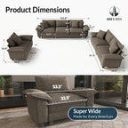 HERA'S HOUSE 3 Pieces Modular Sectional Couch Set with Armchair Loveseat | Modern 6-Seater Cloud Sofa Set , Smoky Grey, Wider Armrest, Deep Seat, Soft Chenille Furniture Set for Living Room