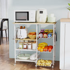 HapiRm Rolling Kitchen Microwave Cart - 4 Tier Microwave Table Stand with Pull-Out Baskets, Coffee Bar Baker's Rack with Wheels Rolling Storage Cart Organizer Shelf for Living Room Office, Balcony