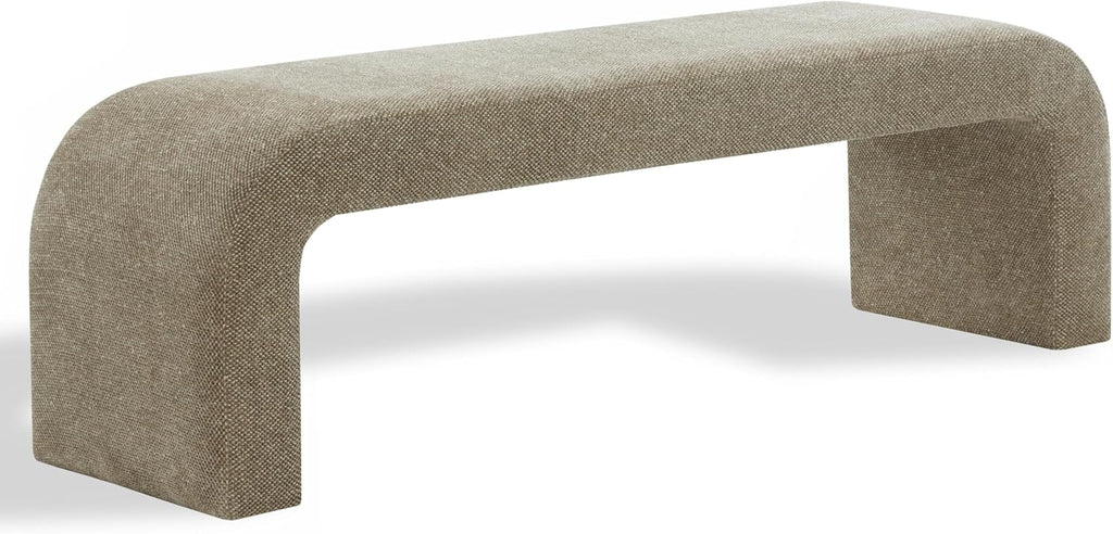 SAFAVIEH Couture - Caralynn Brown Chenille Curved Waterfall Upholstered Bench, Fully Assembled, 62.4" W x 18.1" D x 19.3" H (SFV5027S)
