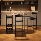 Retro Bar Table Set with 2 Chairs, Semi-Circle Kitchen Counter Dining Set | Wood-look tabletop, cozy seating, space-saving design for home bars, kitchens, apartments, and breakfast corners