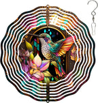 Hummingbird Wind Spinner,3D Hummingbird Spinners Gorgeous Outdoor Garden Decoration 10Inch 3D Steel Wind Spinner Outdoor Easy to Use Wind Sculptures Ideal Gift