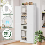 72" Tall Kitchen Pantry Cabinet,White Metal Pantry Cabinet with 2 Doors & 5 Adjustable Shelves,Utility Storage Cabinet for Living Room,Garage,Basement