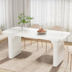 Tribesigns Dining Table for 4-6, Rectangular Wood Kitchen Tables with Double Pedestal, 62-Inch Dinner Tables for Dining Room, Living Room, Easy Assembly, Only Table (White)