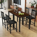 Giantex 5-Piece Dining Table Set for 4, Counter-Height Square Kitchen Table and Chairs Set with Rubber Wood Frame, Curved Back, Footrest, Bar Table Set for Small Place Dinette Breakfast Nook