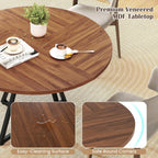 KOTEK 47 Inches Round Dining Table for 4, Farmhouse Kitchen Table with Storage Shelf, X-Shaped Metal Base, Adjustable Foot Pads, Circle Dinner Table for Dining Room, Living Room